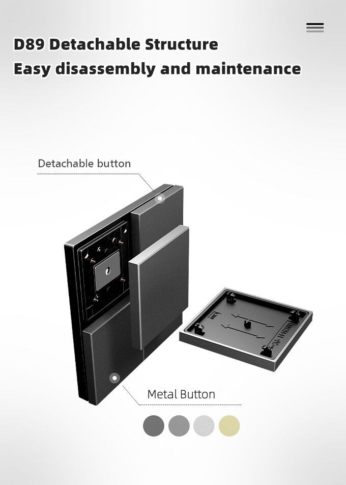 Metal Switch Panel KNX Wall Switch Gold / Black / Grey Color UK Standard