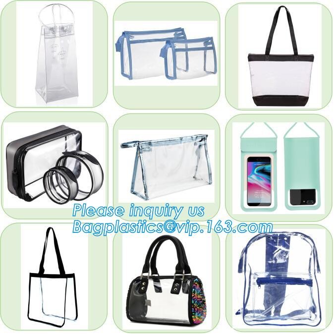 Reusable die cut handles promotional plastic bag, Promotional Items Transparent PVC Clear Bag, Promotional Cosmetic PVC
