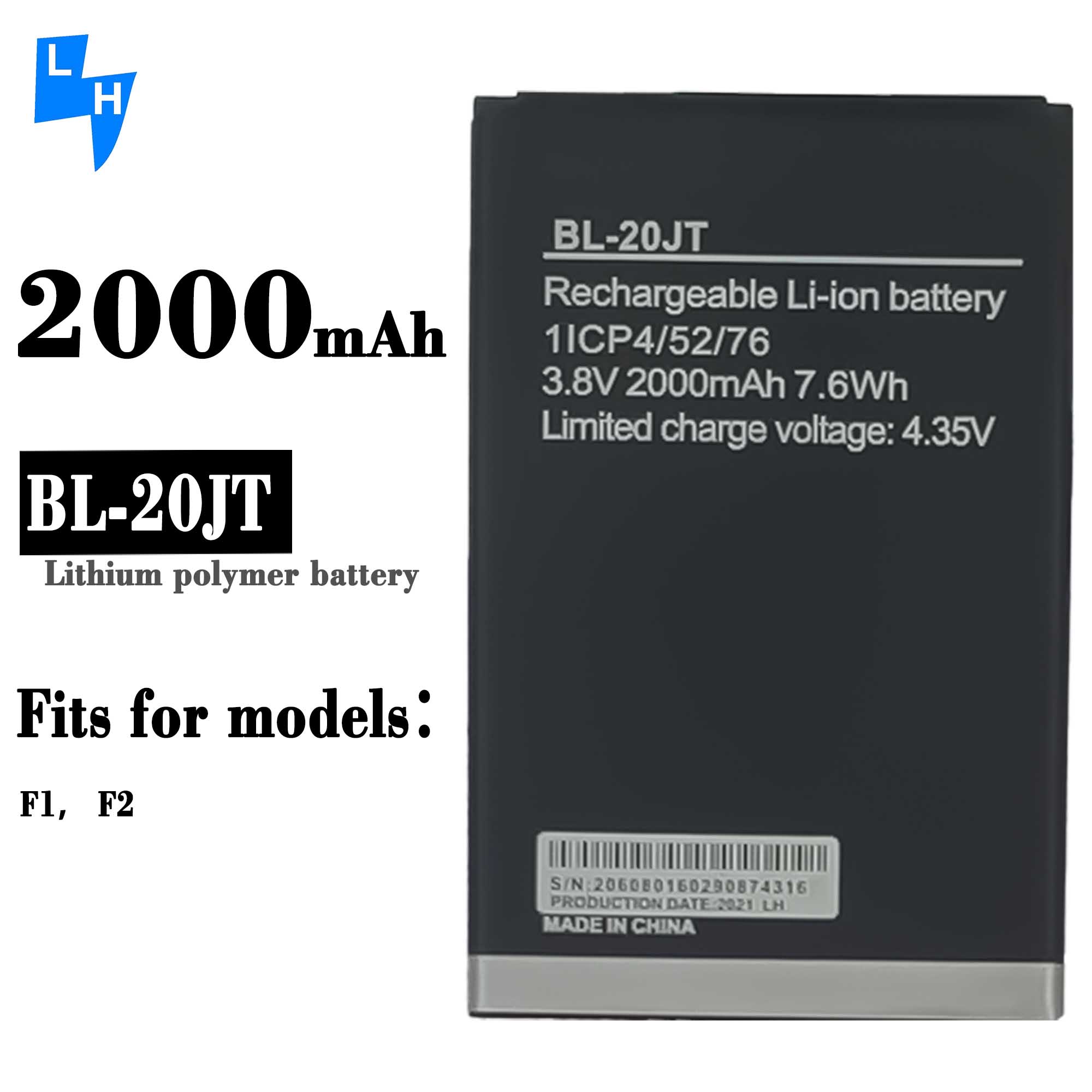 Original and Compatible Battery For Tecno F2 BL-20JT F1 with Double IC Protection