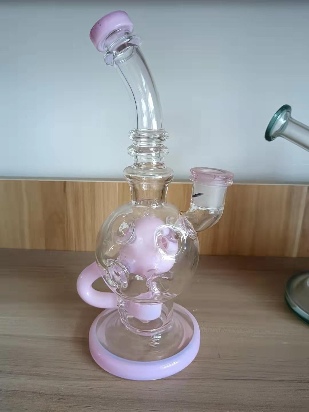 Colorful Dab Oil Rig Bong Recycler Smoking Water Pipe With 14.4mm Joint Banger