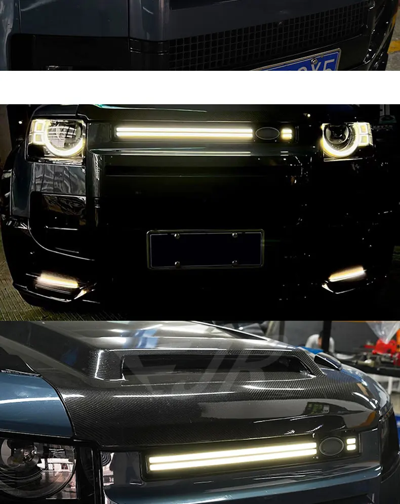 For Land Rover Defender 2020-2024 Luminous Grille Car Front Grid Strong Dynamic Flowing Day Running Light