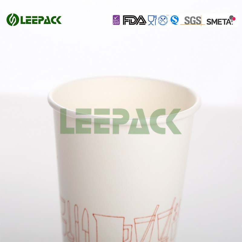 22 Oz Large Size Green Single Wall Paper Cups Disposable For Cold / Hot Drink