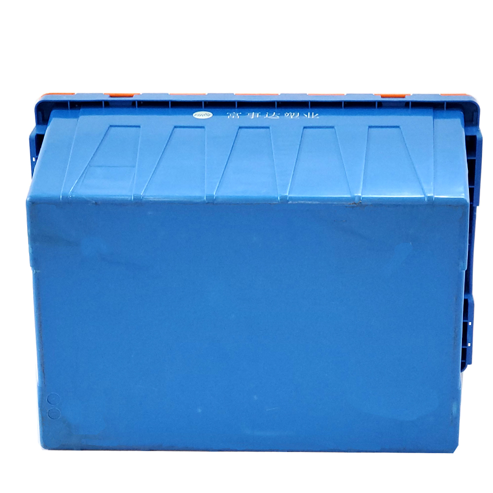 Heavy Duty Stackable Nesting HDPE Plastic Crates With Attached Lid Totes 67 ltr