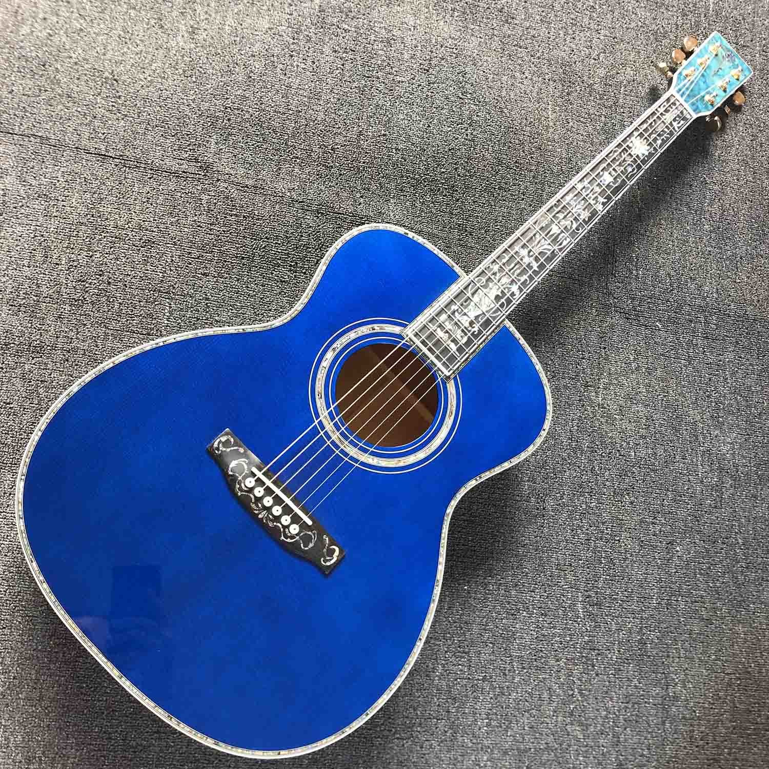 Custom Solid Spruce 41 Inch D Style Acoustic Guitar Abalone Ebony Fingerboard Water Ripple Maple Acoustic Electric Guita
