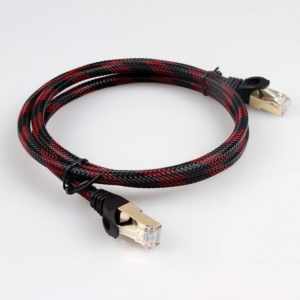 Nylon Braided Shielded Cat7 Lan Cable S/FTP BC Networking With RJ45 Connector