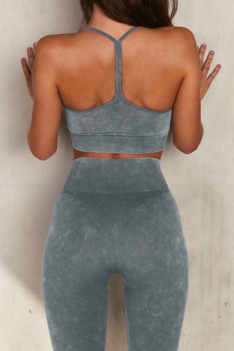 Back Closure Gym Yoga Clothes Ribbed Seamless Yoga Suit 58cm Bust