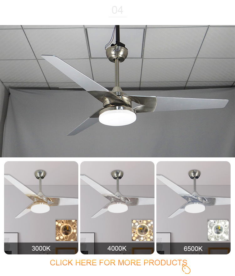 52 Inch 3 Blades Air Cooling LED Ceiling Fan Light with Remote Control and MDF Blades