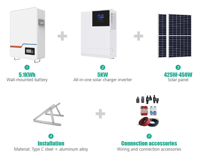 All In One Residential Solar Energy System 51.2V 5.1KWh Low Volt Wall Mounted