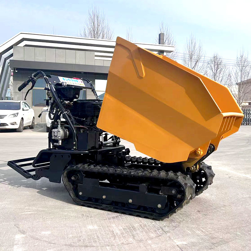 Steel Chassis Gasoline Fuel Small Tracked Dump Truck 500kg Adjustable Speed