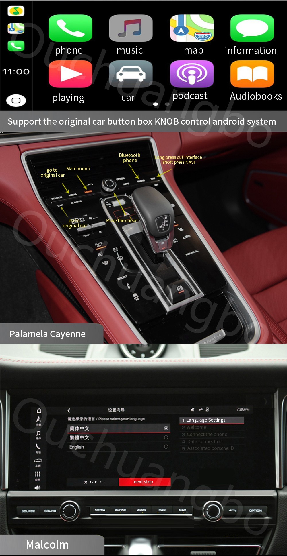 Ouchuangbo wholesale upgrade original car screen for 12.3 inch Porsche Cayenne 2018 android 9.0 OS 4GB+64GB