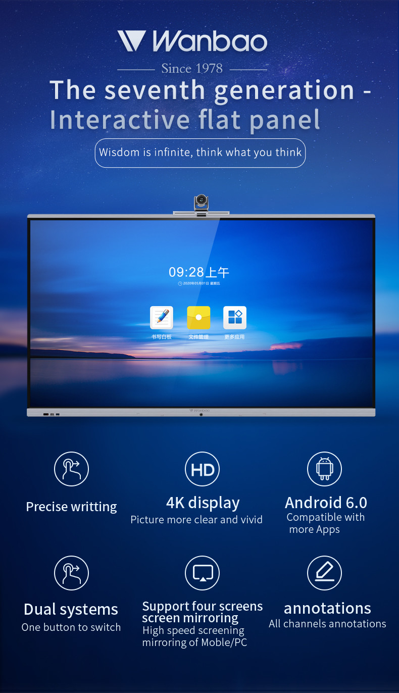 Interactive All In One Touch Screen PC Display Computer 65 Inch For Kindergarten