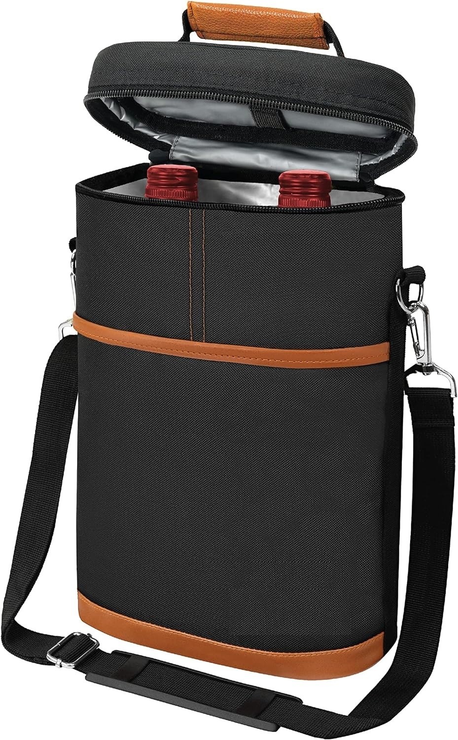 2 Bottle Wine Carrier Tote, Insulated Leakproof Wine Cooler Bag, Wine Travel Bag For Picnic BYOB Beach, Portable