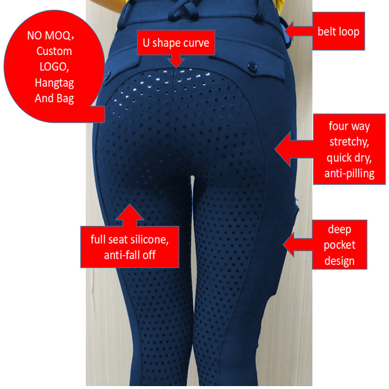 Navy Grip Riding Gear Legging Equestrian Breeches With Pocket