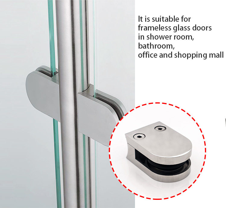 Stainless Steel Wall Mount Bathroom Shower Glass Clamp Square Corner Clip Heavy Duty