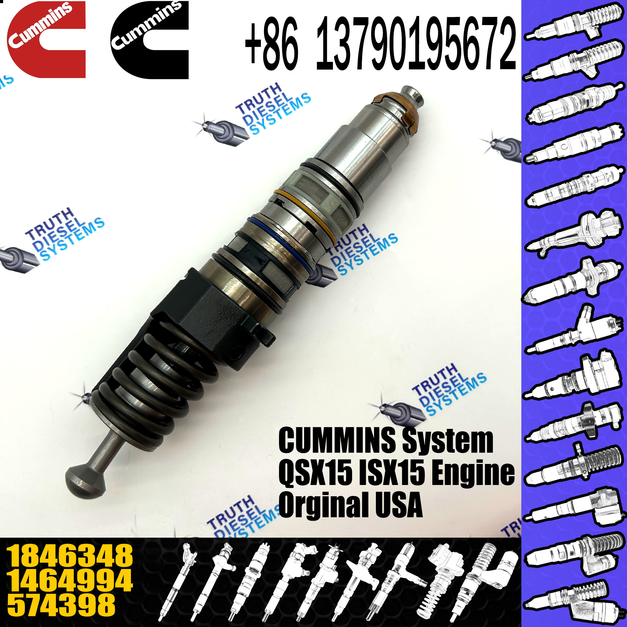 Diesel X15 Unit Injector 1846348 1464994 574398 579260 For SCANIA HPI DT12.02 08