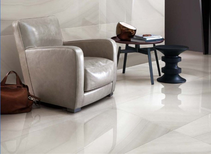 Polished Marble Effect Ceramic Floor Tiles Agate Beige Color 600*1200 Mm