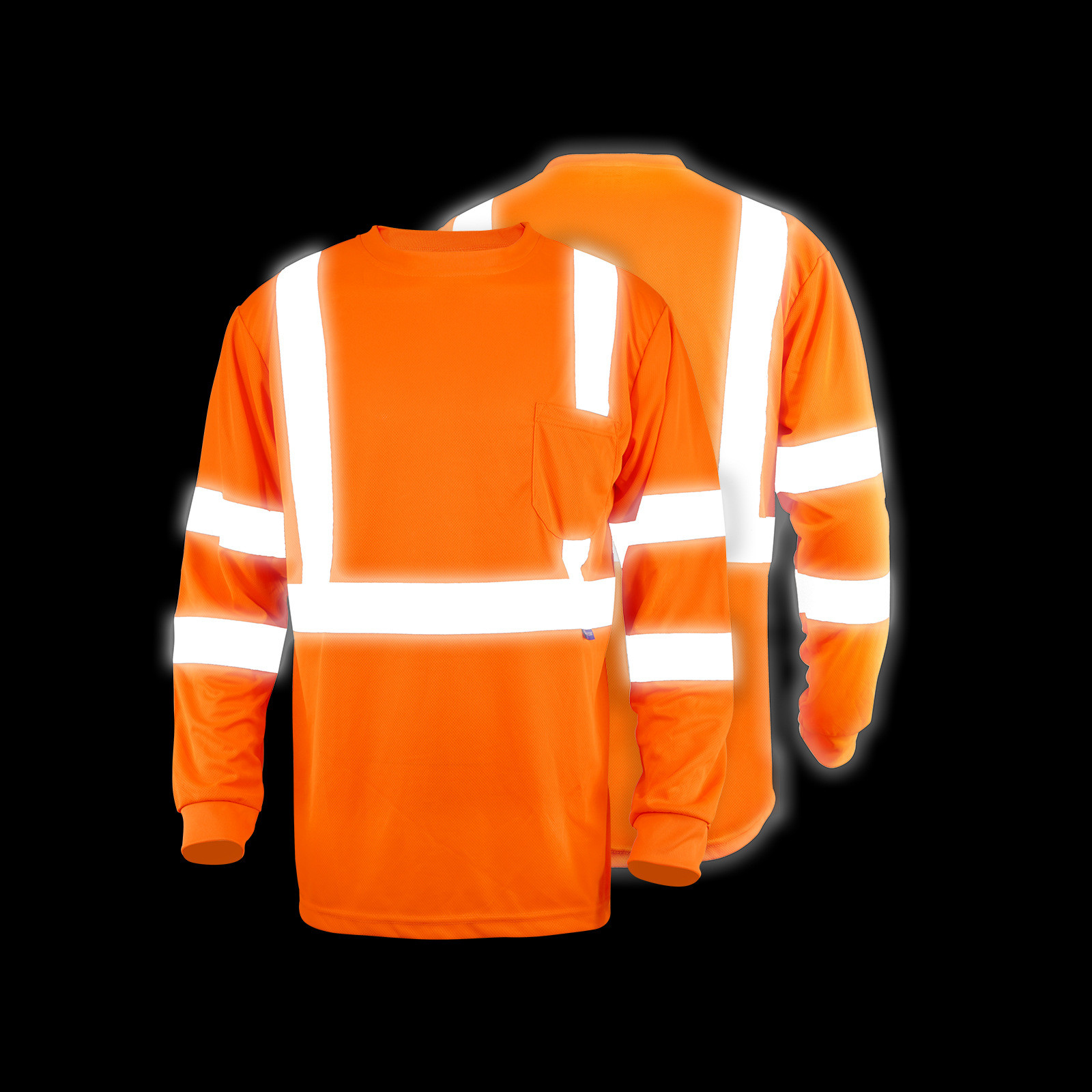 Wholesale Fluorescent Orange O Neck Reflective Safety Mens Custom Logo Sleeve Hi Vis T Shirt