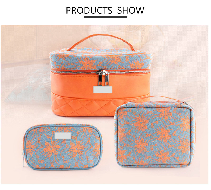 Wash Large Women PU 3 Pieces Travel Cosmetic Bag Set
