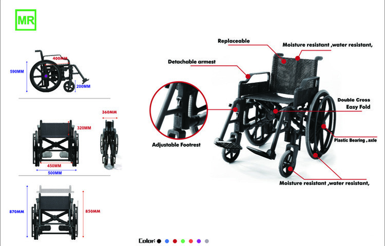 Lightweight MRI Wheelchair Plastic Non-Metallic Magnetic Resonance Imaging Hospital Patient Transport