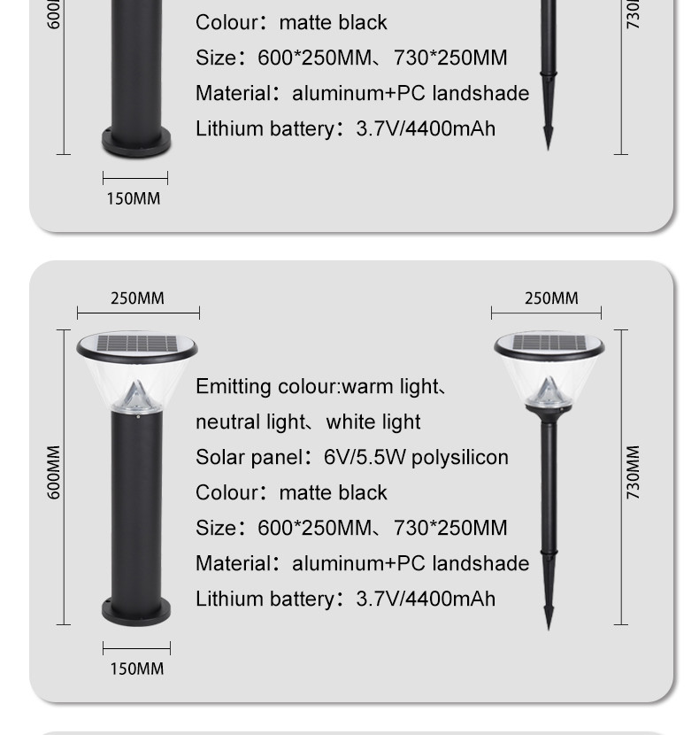 Solar Led Garden Lawn Lights Lanterns Warm White Super Bright Landscape 219x605mm