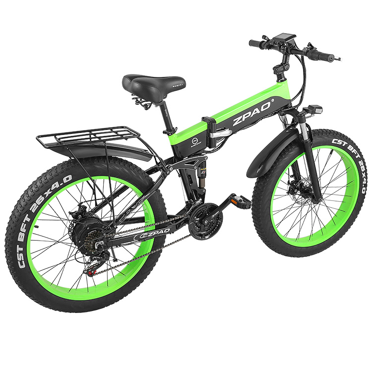 White 26"*4.0 CST Tyre Folding Electric Bike With 48V 12AH 500W Motor Big LCD E-bike