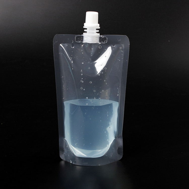 Customizable Supermarket Transparent Stand Up Spouted Pouches with Lid for Drinks Packaging