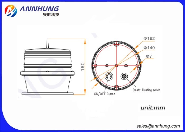 Low - Intensity LED Aviation Obstruction Light With Red Emitting Color