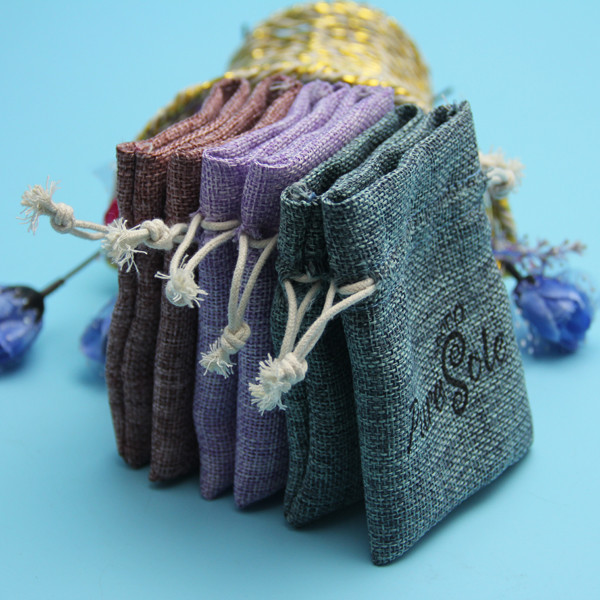 Custom Hanging Gift Jute Drawstring Bag Portable For Jewelry Travel / Storage