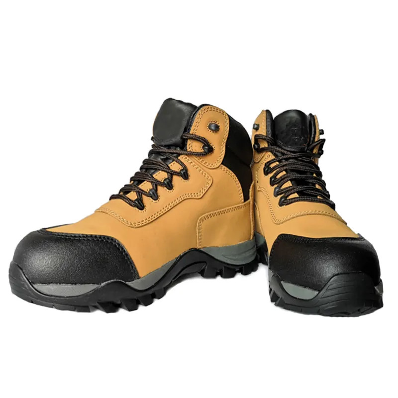 Nubuck Leather Security Work Boots Non Slip Rubber Sole Shoes Yellow