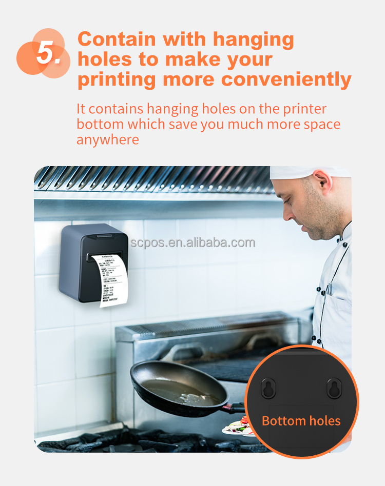 Speed 220mm/s POS 80mm Thermal Receipt Printer USB/Serial/BT Support Multilingual 1D/2D
