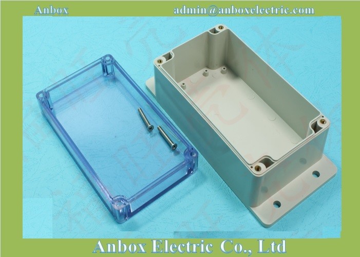 195*90*60mm clear lid plastic waterproof box with wall mount flange