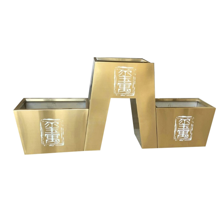 Modern gold outdoor luxury rectangle flower pot trunk