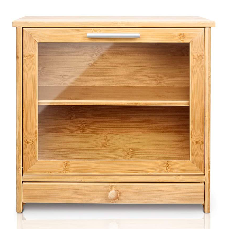 Direct 2 Tier Novel Design Sustainable Bamboo Bread Storage Box with Drawer