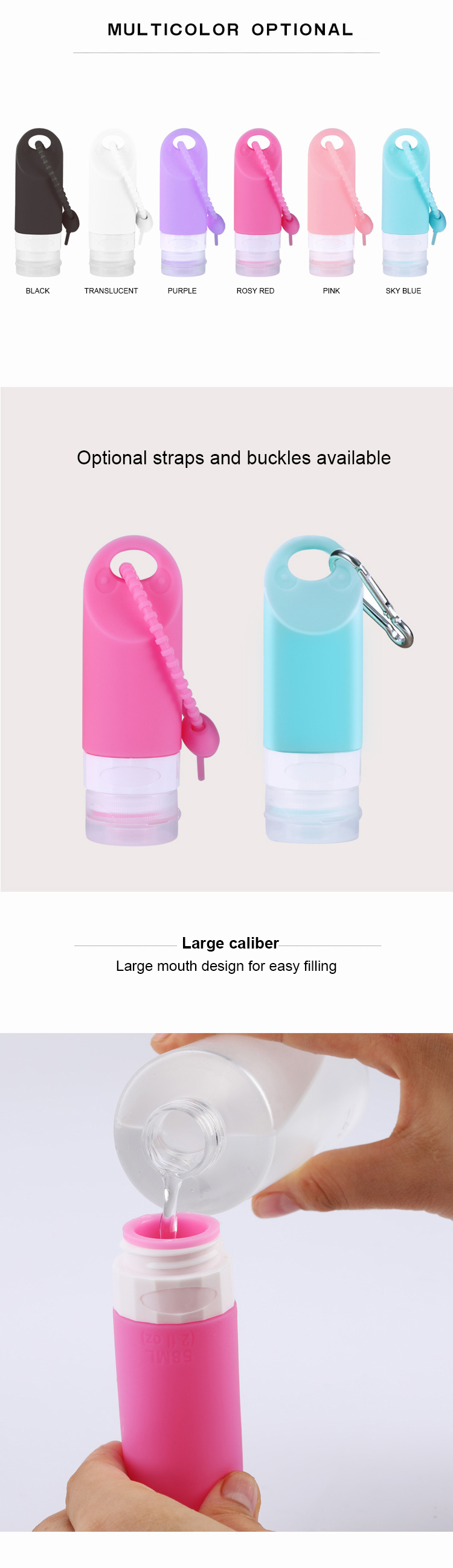 58ML Mini Cheap Portable silicone hand sanitizer Container Travel Bottles