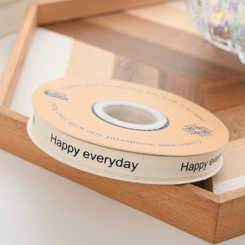 13mm Wholesale Logo Cotton Ribbon Literary Style Flower Packaging Gift Box Decoration Ribbon Cake Bouquet