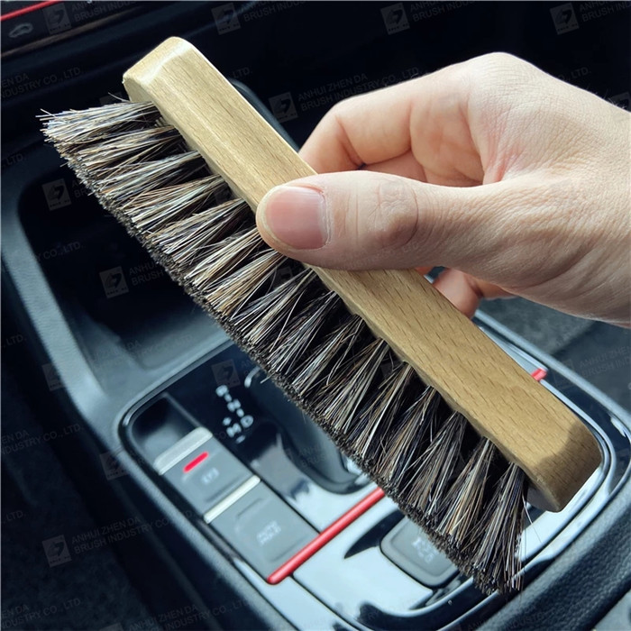 Horsehair Solid Beech Wood Handle Cleaning Brush 12x5.7x4cm