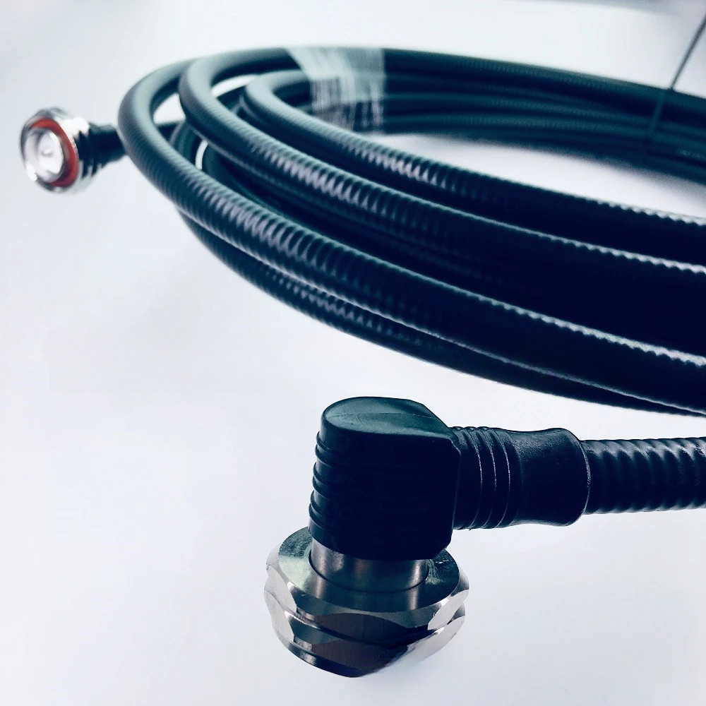Precision 7/16 DIN Right Angle Coaxial Connector For 1/2" Superflex Feeder Cable