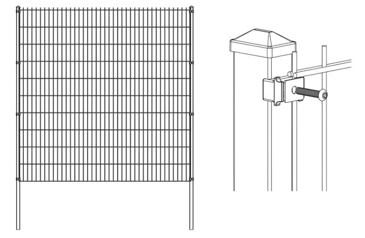 Galvanized Powder Coated Double Wire Fence 656 868 For School