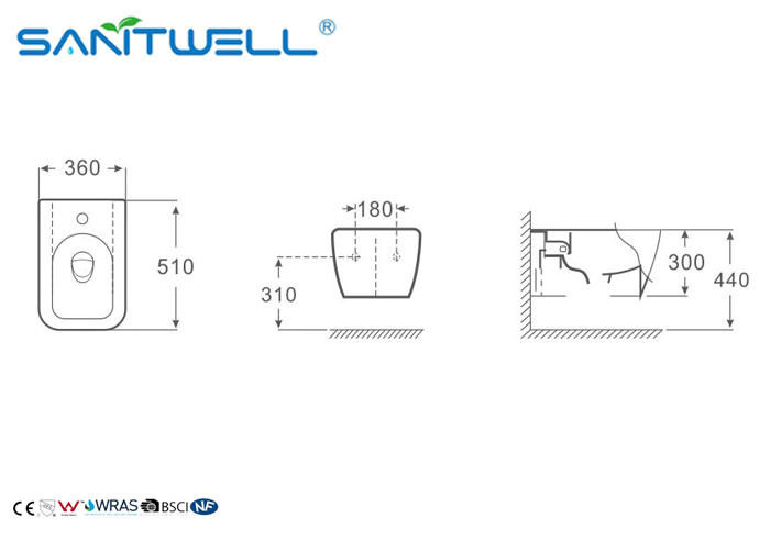 Women Bathroom Bidet Sanitary Ware 、 Bathroom Ceramic Bidet 510*360*300mm