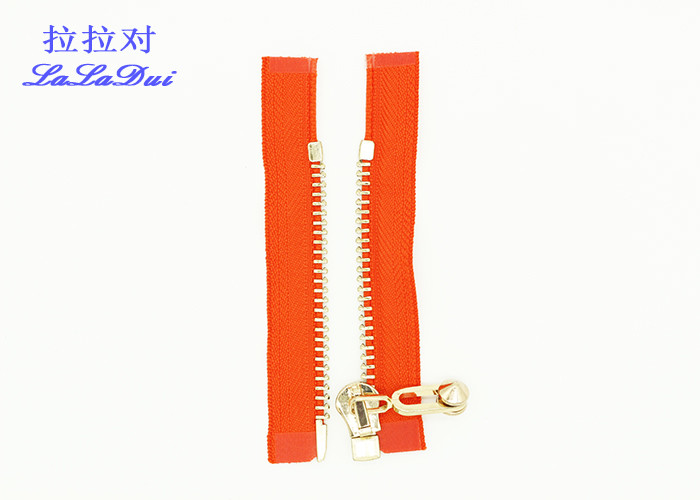Gold Teeth Open End 36 Inch Metal Separating Zipper Semi - Auto Lock For Canvas