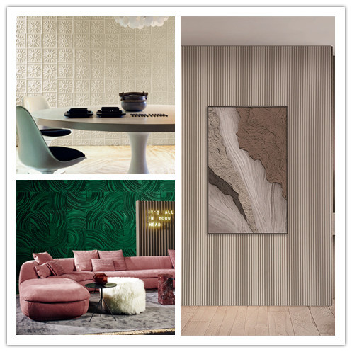 Interior Decor Embossed 3D Wall Art Panels 15mm 18mm With MDF Base Material