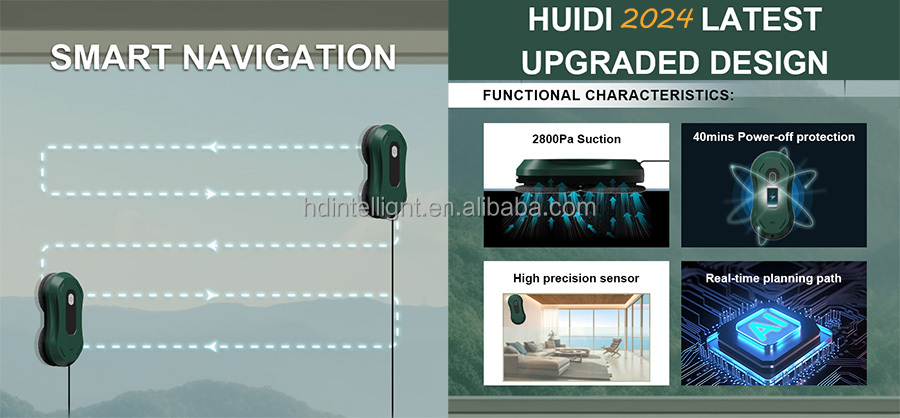 Language English 65dB Wireless Robot Window Cleaner 3 Mins/M2 Electric Window Cleaner Robot