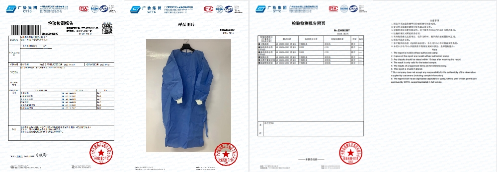 Waterproof Breathable Level 1 2 3 Disposable Isolation Gown With SMS Non Woven Fabric
