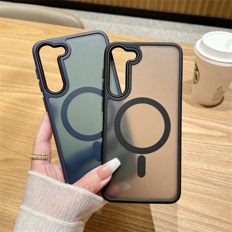 Translucent Matte Magnetic Magsafe Phone Case Shockproof For Samsung S24 S25 Ultra