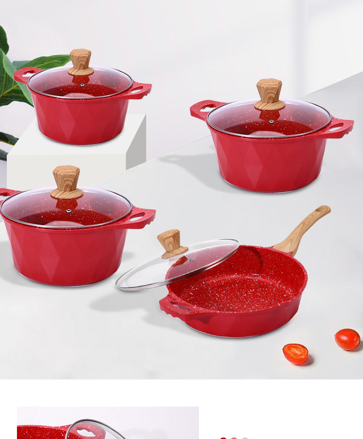Multi-function Kitchen Cookware Cooking Pot Set Maifan Stone Aluminum Non-stick Pan Cookware Sets With Handle