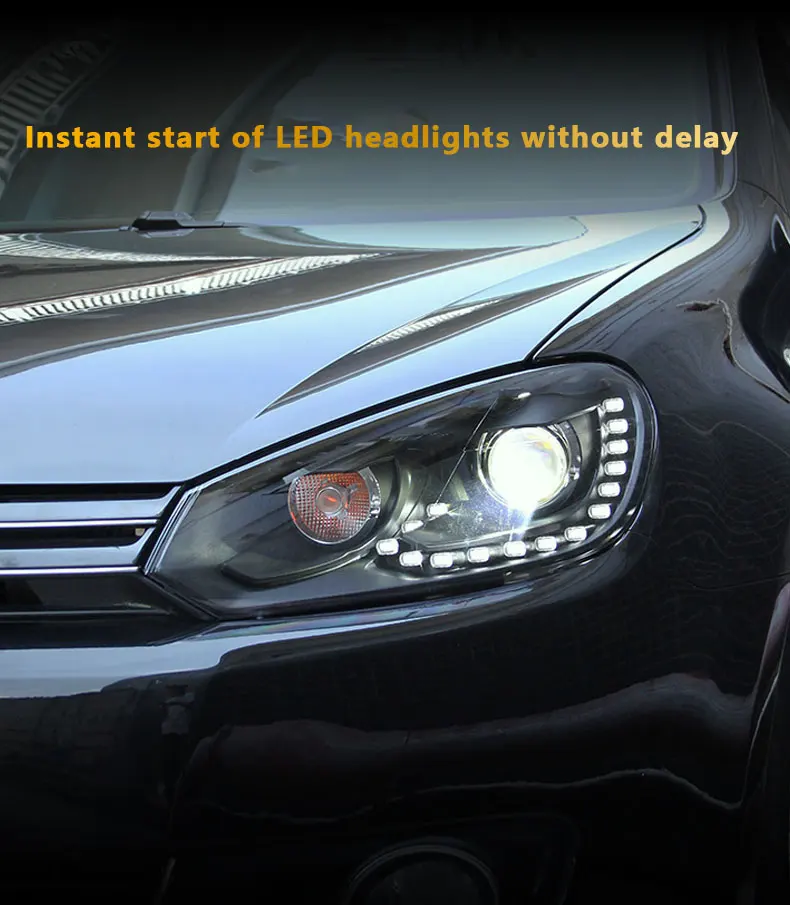 Headlight Assembly For Volkswagen VW Golf 6 Modification 6 Gti R20 Tear Eye DRL LED Front Headlight