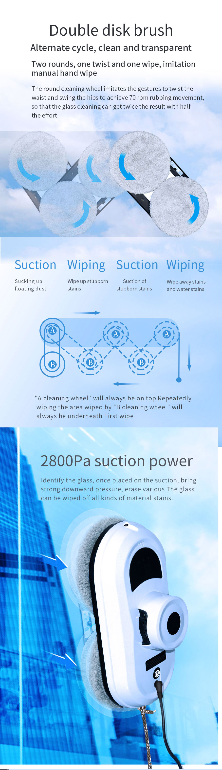 English Operating Language HCR-01A Smart Robot Glass Cleaner for Home Appliances