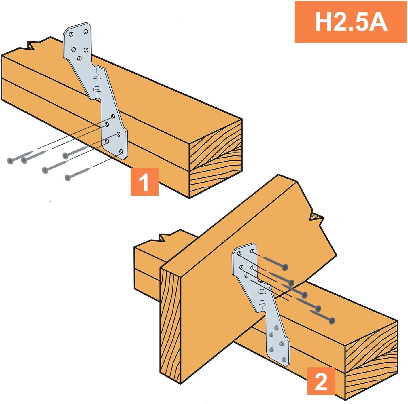 Hurricane Straps H2.5A Right Tie Heavy Duty Galvanized Hurricane Tie Hurricane Straps Widely Applicable Rafter Ties Can Realize Double Reinforcement