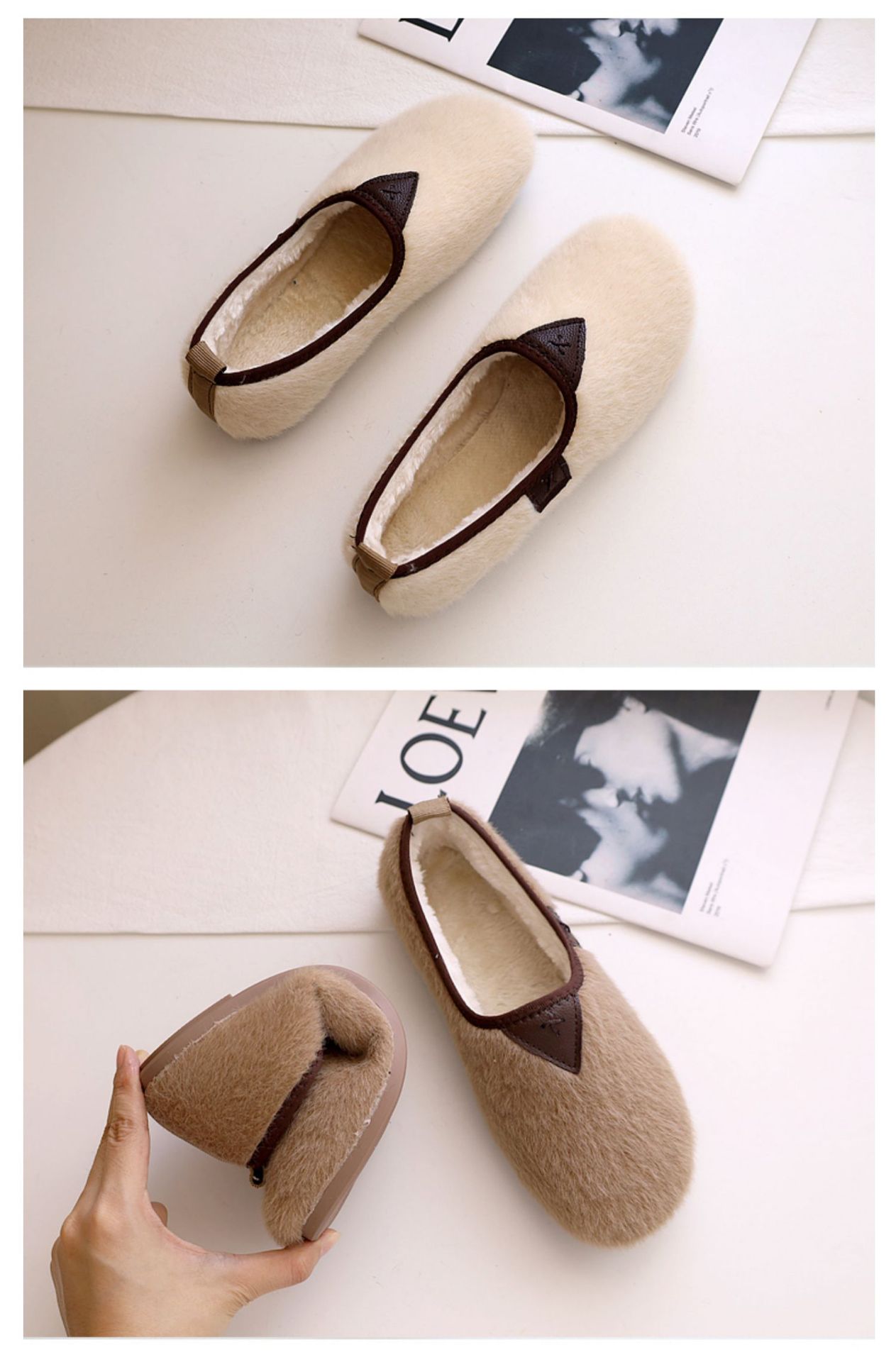 Pregnant Women Cotton Soft Soled Shoes Flat Bottomed Plus Velvet Warm Peasy