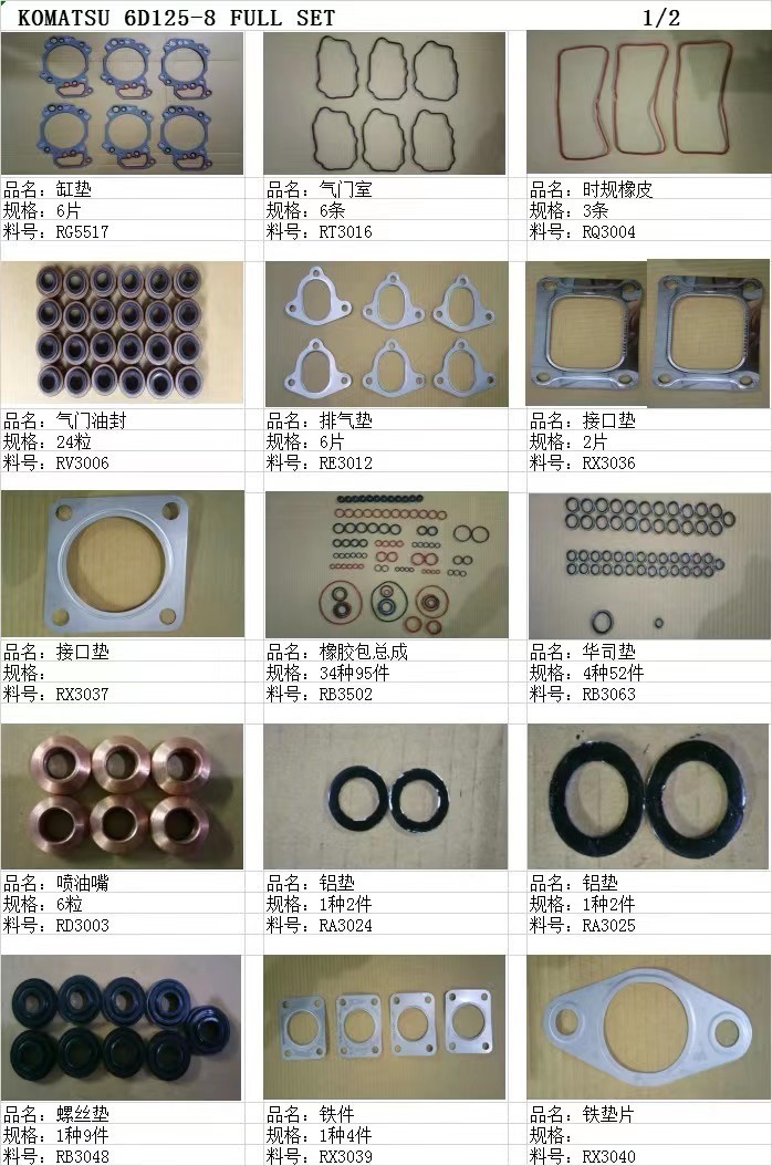 Engine Overhaul Cylinder Head Gasket Kit Full D1105 6D125